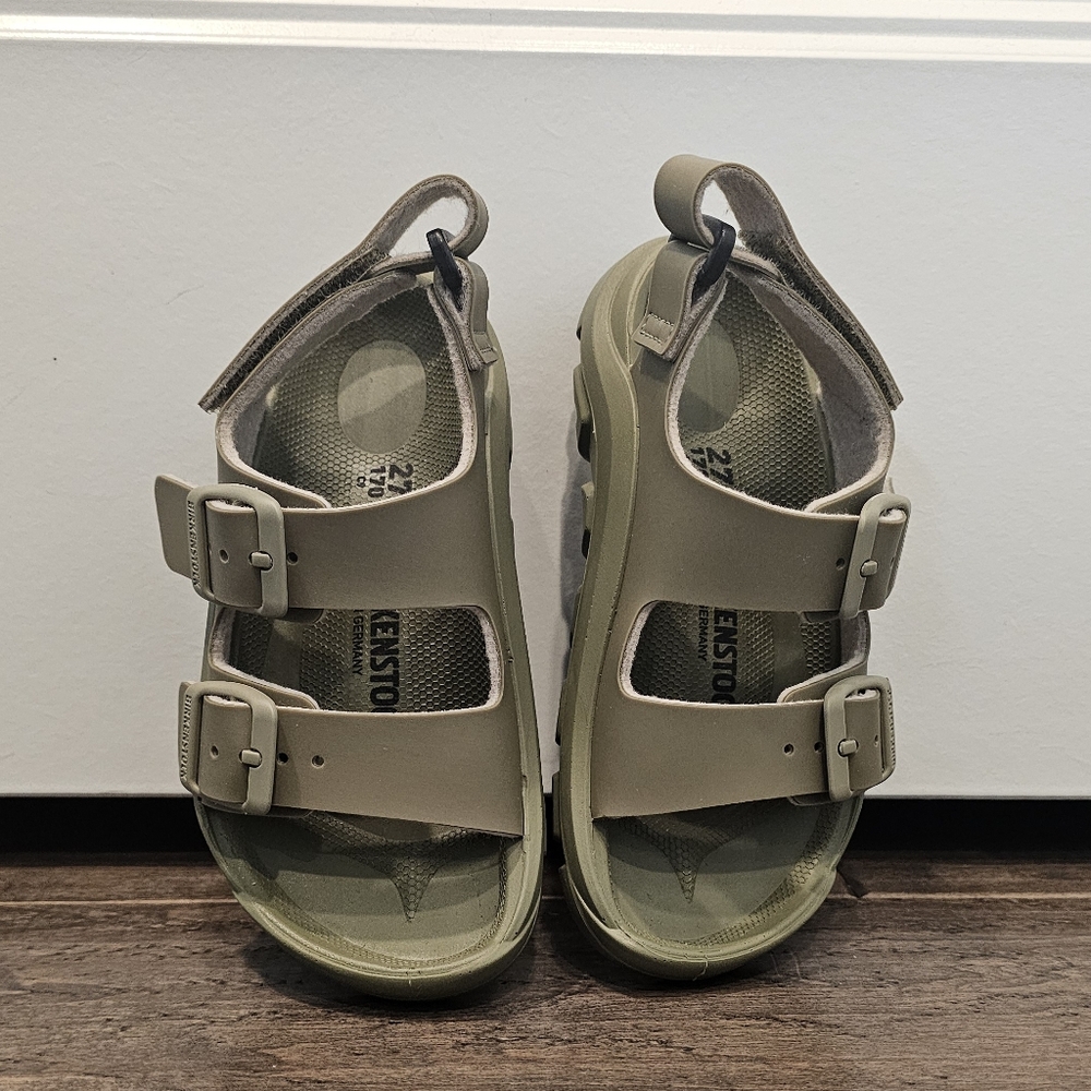 New Birkenstock Mogami Kids Olive Green Velcro Adjustable Sandals Sz 27 - Picture 6 of 7